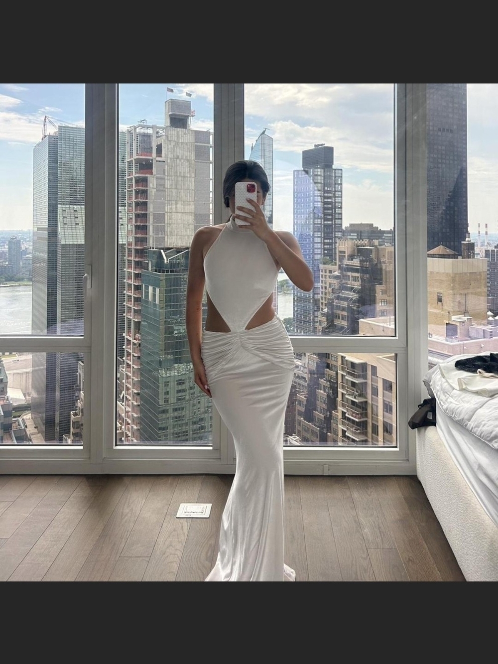 White Halter Maxi Dress with Side Cutouts